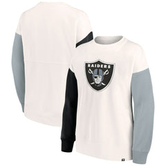 Las Vegas Raiders Women's Colorblock Primary Logo Pullover Sweatshirt - White Pullover