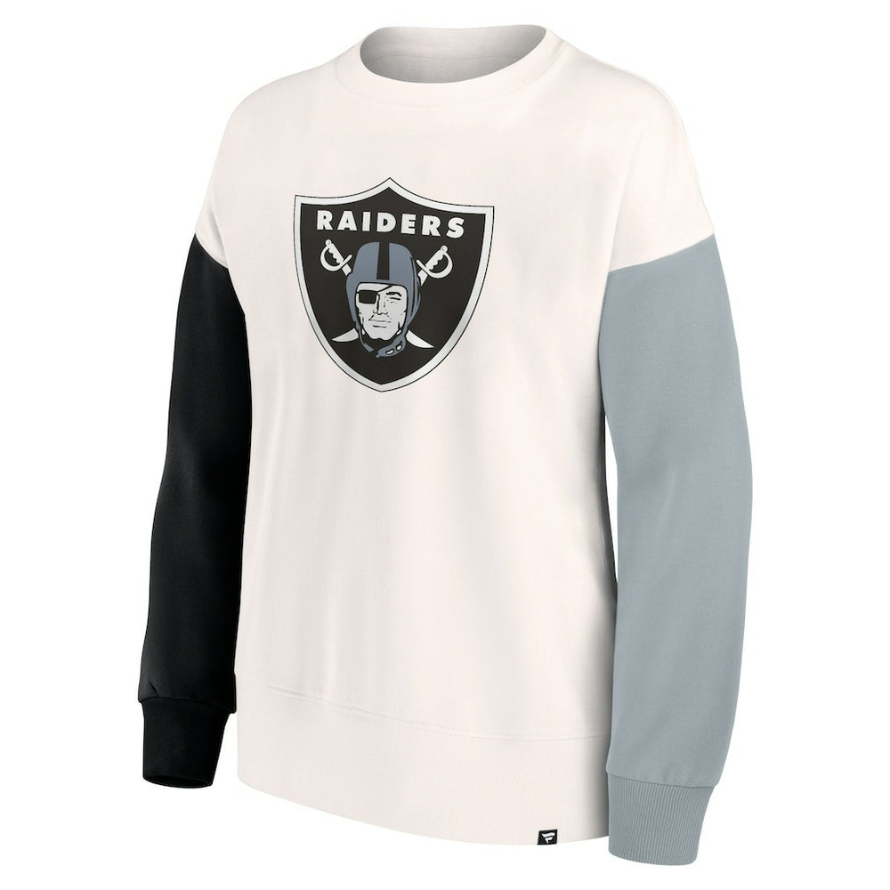 Las Vegas Raiders Women's Colorblock Primary Logo Pullover Sweatshirt - White Pullover