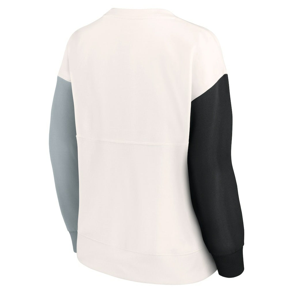 Las Vegas Raiders Women's Colorblock Primary Logo Pullover Sweatshirt - White Pullover