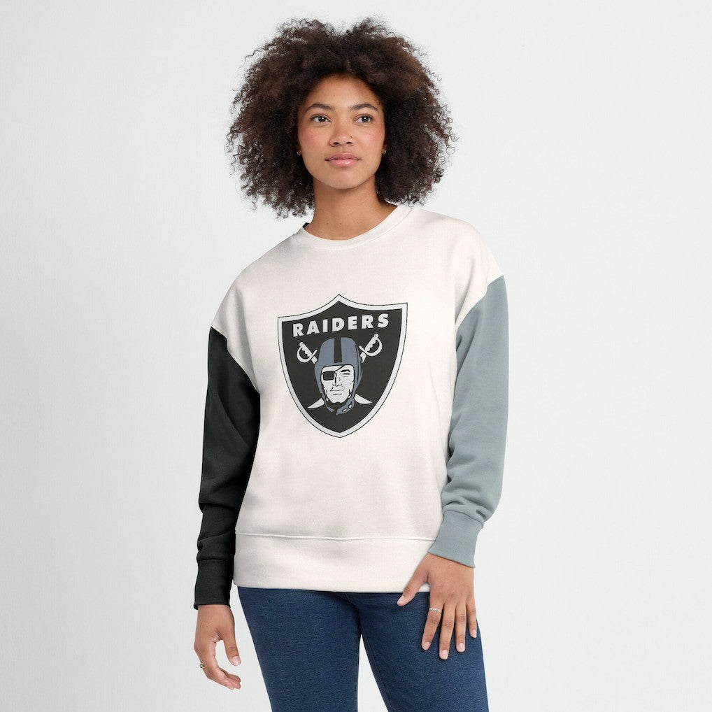 Las Vegas Raiders Women's Colorblock Primary Logo Pullover Sweatshirt - White Pullover