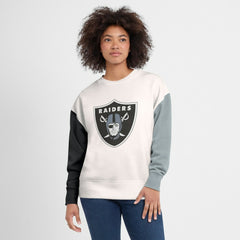 Las Vegas Raiders Women's Colorblock Primary Logo Pullover Sweatshirt - White Pullover