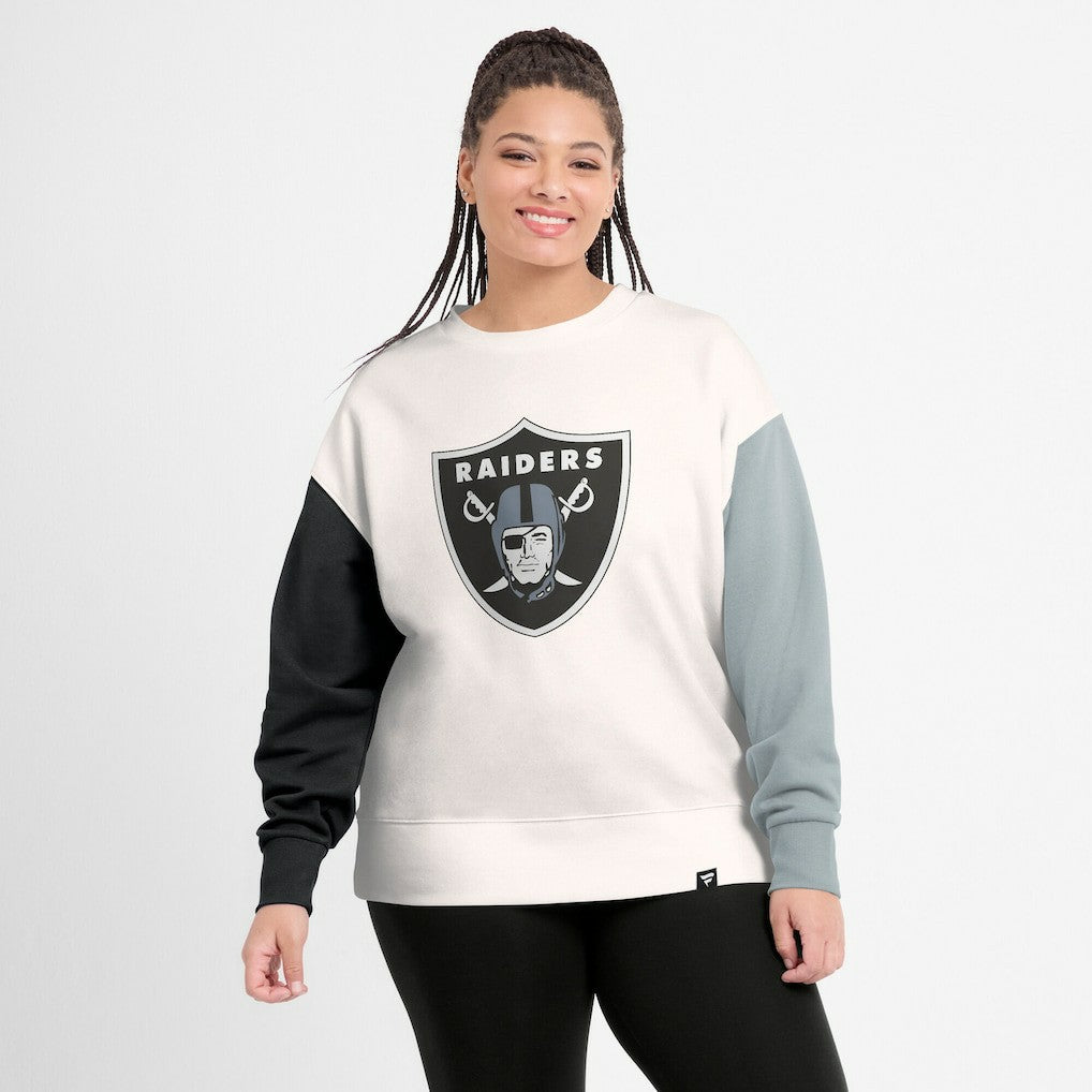 Las Vegas Raiders Women's Colorblock Primary Logo Pullover Sweatshirt - White Pullover