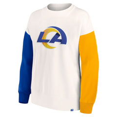 Los Angeles Rams Women's Colorblock Primary Logo Pullover Sweatshirt - White Pullover