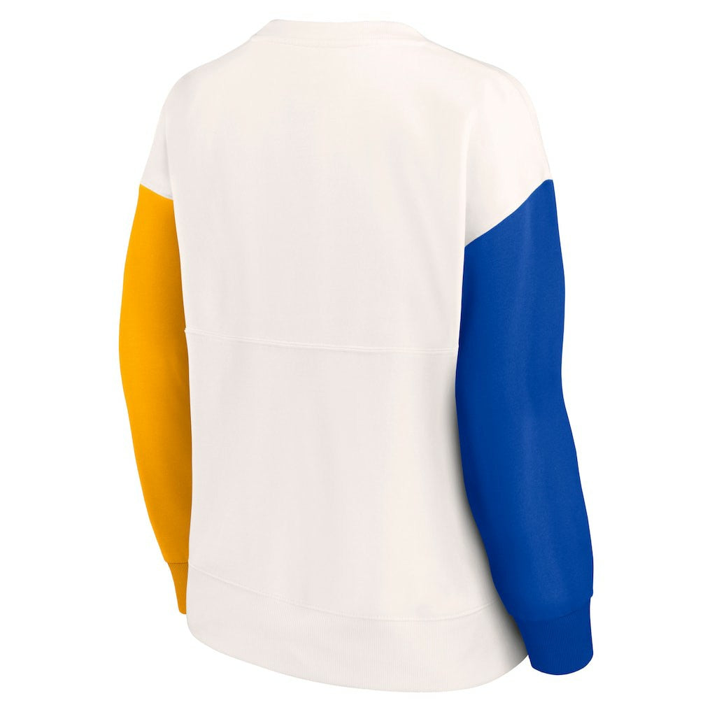 Los Angeles Rams Women's Colorblock Primary Logo Pullover Sweatshirt - White Pullover