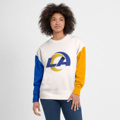 Los Angeles Rams Women's Colorblock Primary Logo Pullover Sweatshirt - White Pullover