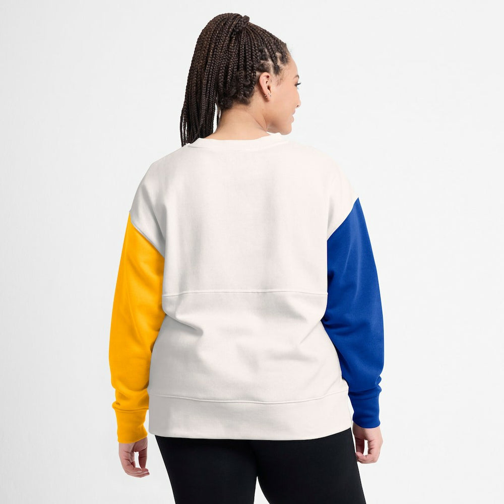 Los Angeles Rams Women's Colorblock Primary Logo Pullover Sweatshirt - White Pullover