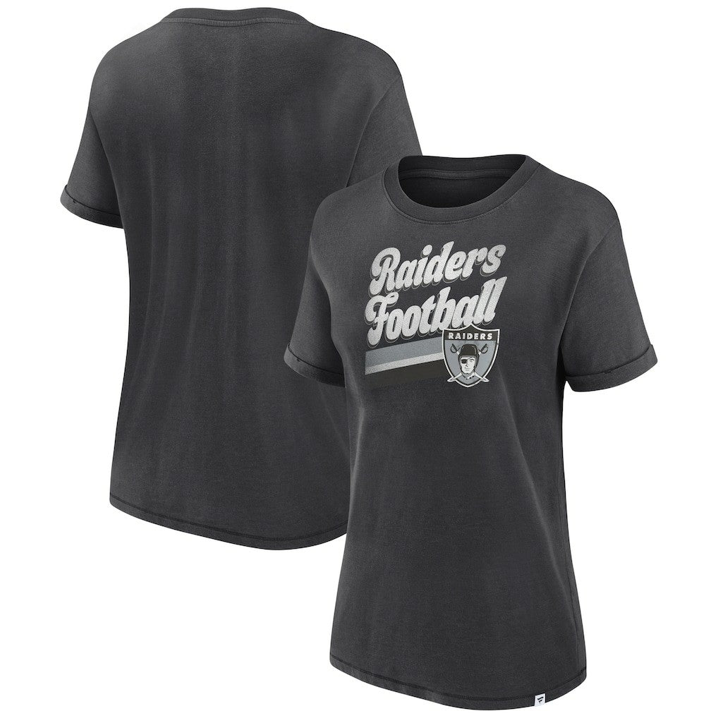 Las Vegas Raiders Women's Hit Snow Washed T-Shirt - Charcoal T-shirts