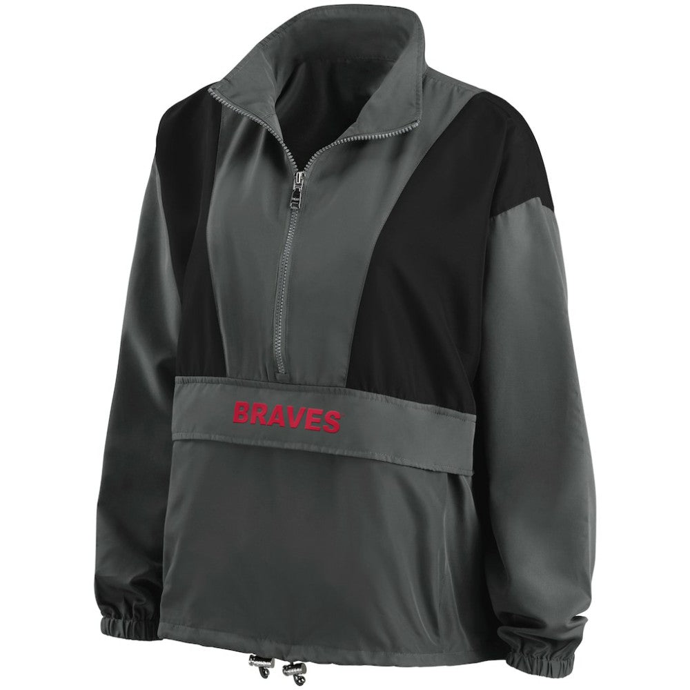 Atlanta Braves WEAR by Erin Andrews Women's Packable Half-Zip Jacket - Charcoal Jackets