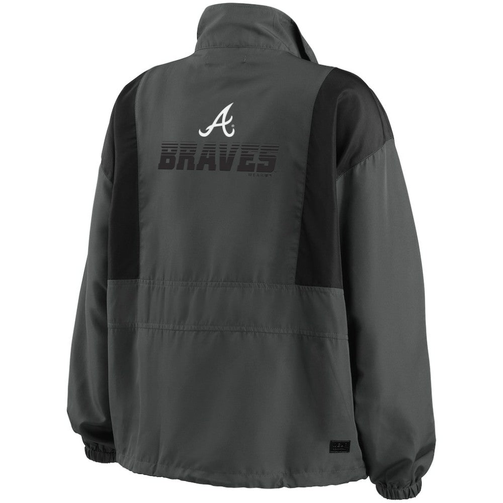 Atlanta Braves WEAR by Erin Andrews Women's Packable Half-Zip Jacket - Charcoal Jackets