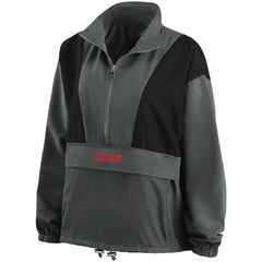 Chicago Cubs WEAR by Erin Andrews Women's Packable Half-Zip Jacket - Charcoal Jackets