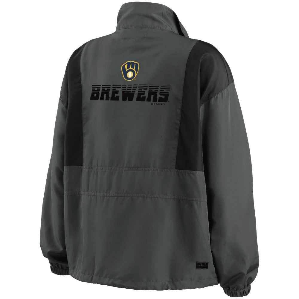 Milwaukee Brewers WEAR by Erin Andrews Women's Packable Half-Zip Jacket - Charcoal Jackets