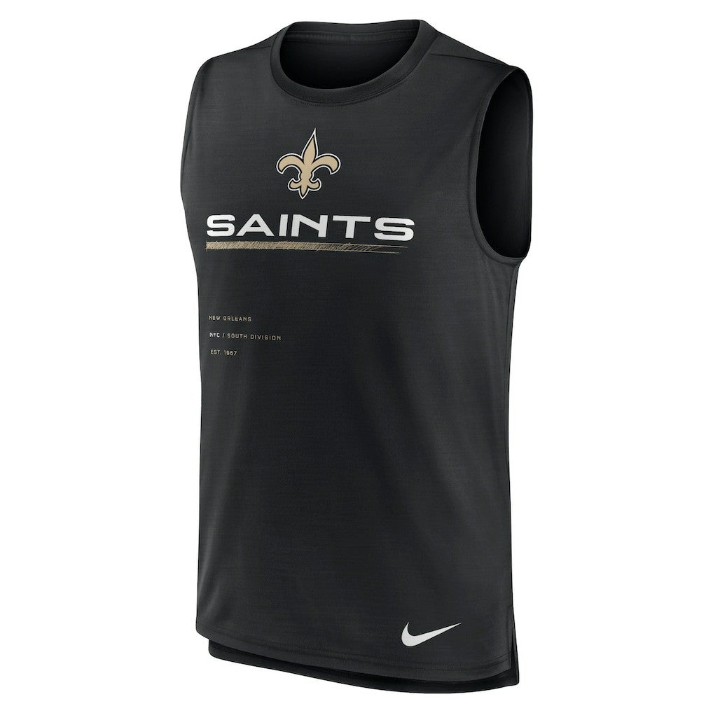 New Orleans Saints Muscle Trainer Tank Top - Black Tops