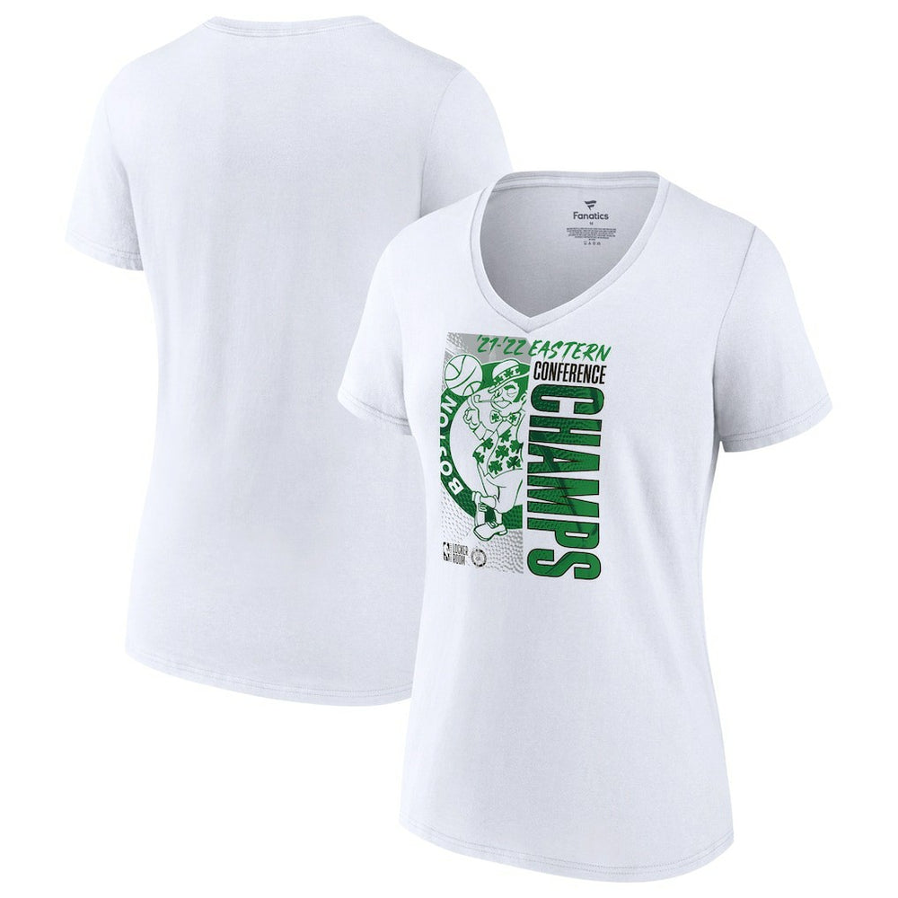 Boston Celtics Women's 2022 Eastern Conference Champions Locker Room V-Neck T-Shirt White - Fanatics