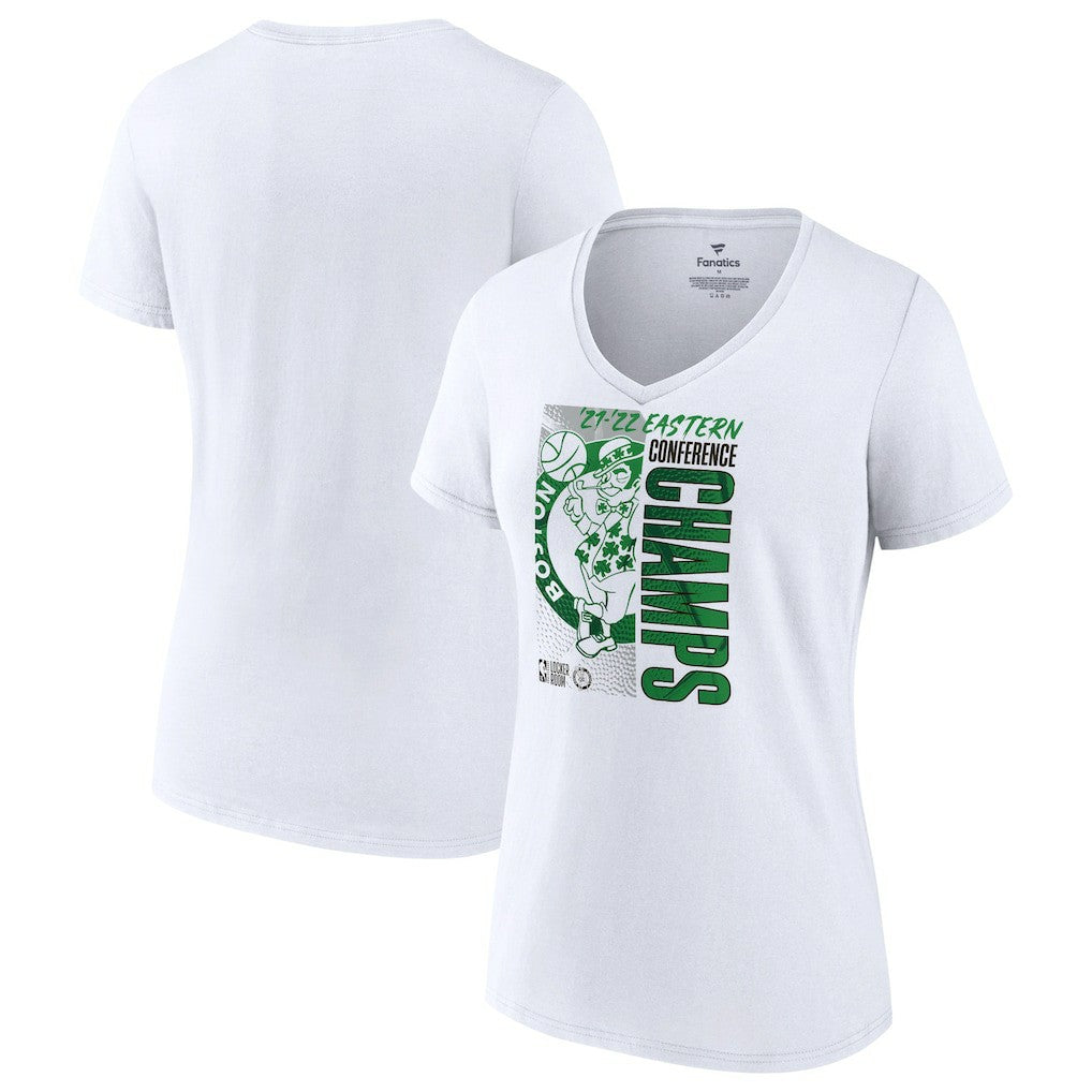 Boston Celtics Women's 2022 Eastern Conference Champions Locker Room V-Neck T-Shirt White - Fanatics