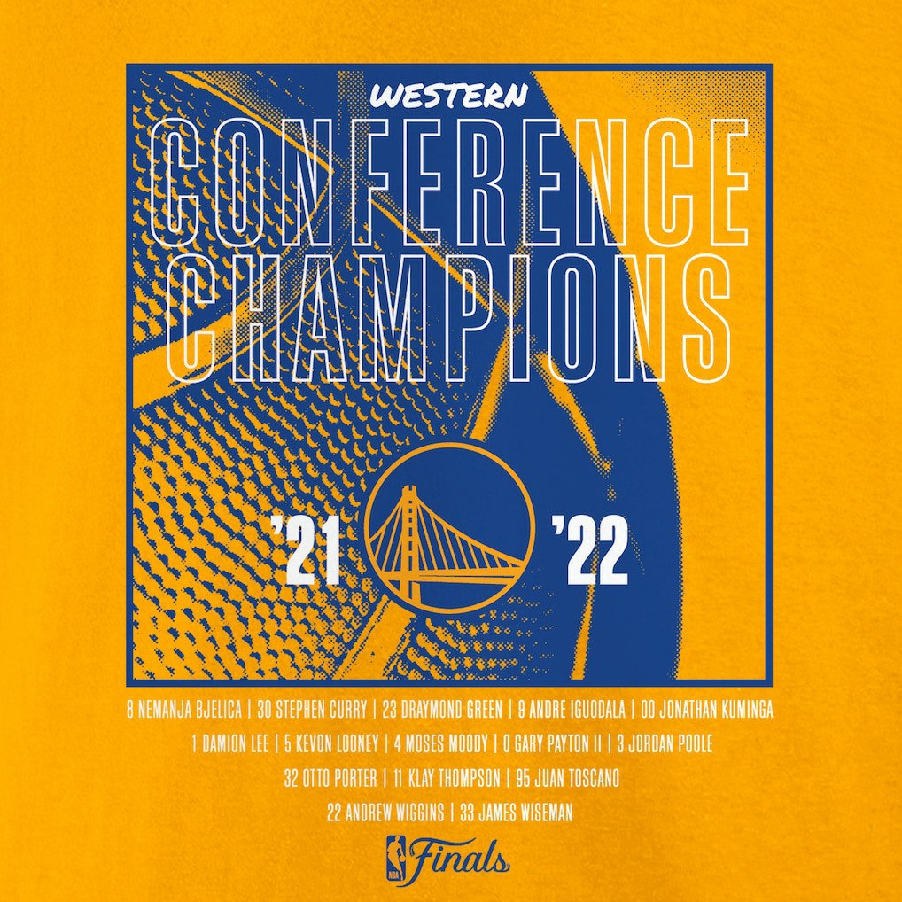 Golden State Warriors Women's 2022 Western Conference Champions Balanced Attack Roster V-Neck T-Shirt Gold - Fanatics