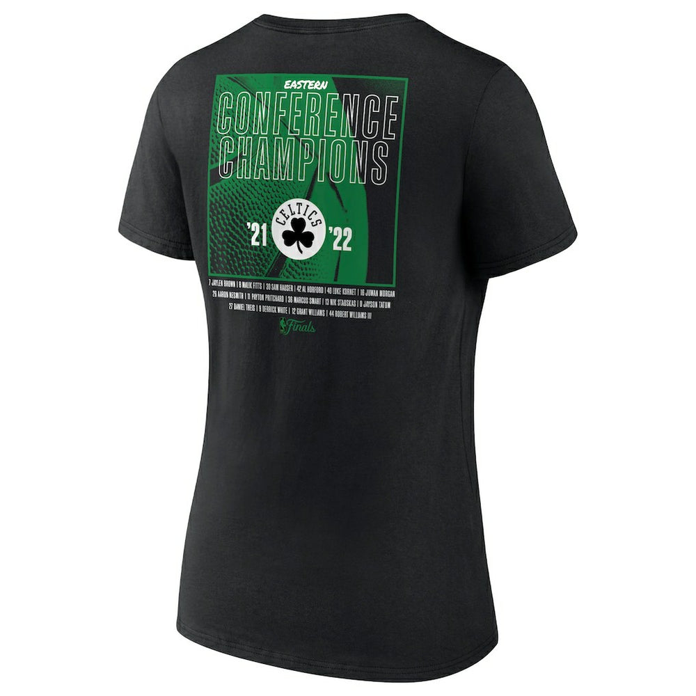 Boston Celtics Women's 2022 Eastern Conference Champions Balanced Attack Roster V-Neck T-Shirt Black - Fanatics