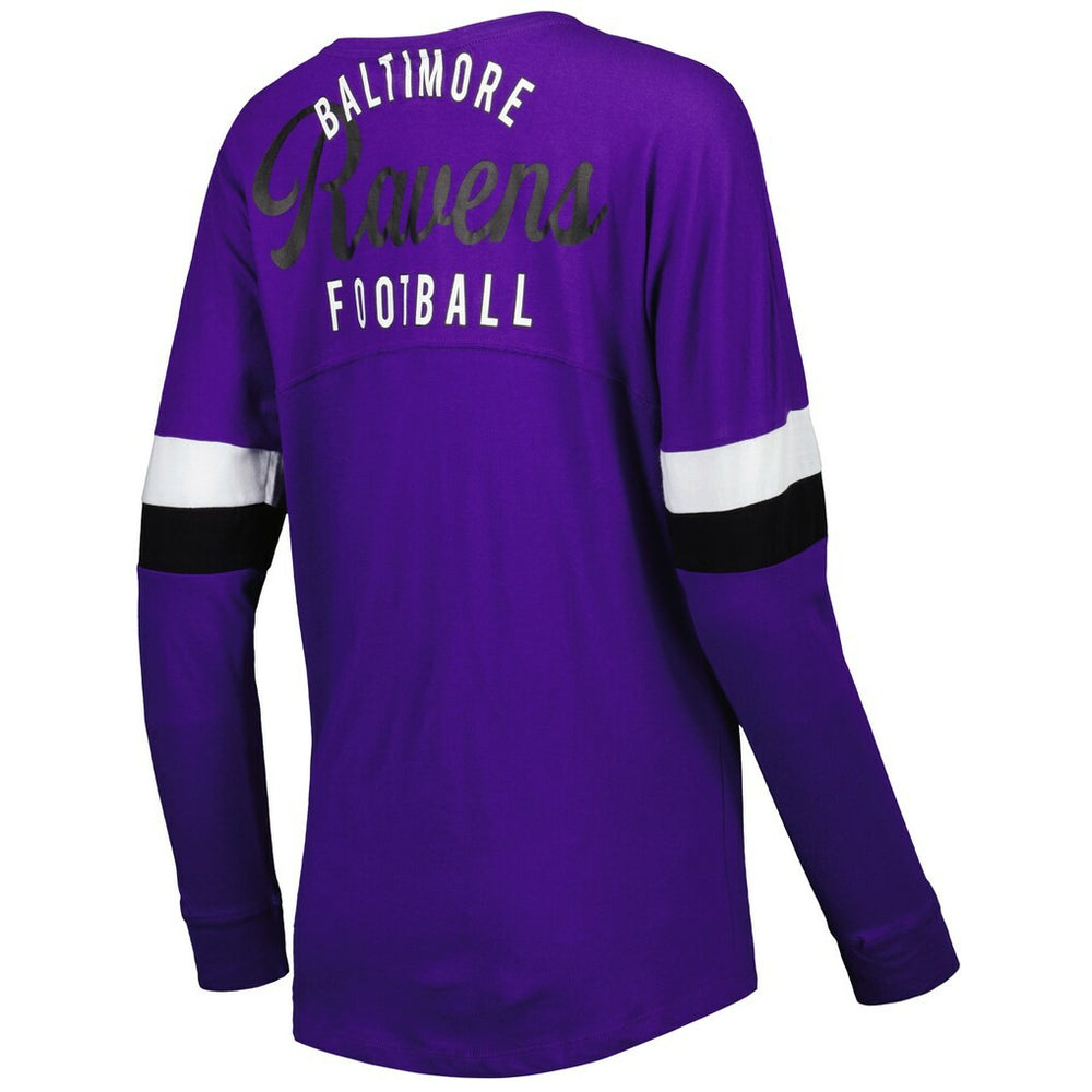 Baltimore Ravens New Era Women's Athletic Varsity Lace-Up Lightweight Long Sleeve T-Shirt - Purple T-shirts