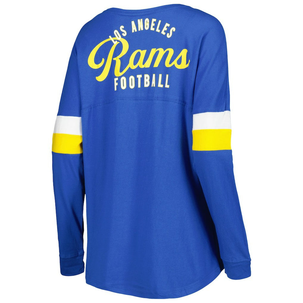 Los Angeles Rams New Era Women's Athletic Varsity Lace-Up Lightweight Long Sleeve T-Shirt - Royal T-shirts