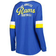 Los Angeles Rams New Era Women's Athletic Varsity Lace-Up Lightweight Long Sleeve T-Shirt - Royal T-shirts