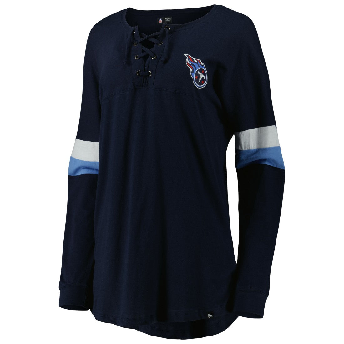 Tennessee Titans New Era Women's Athletic Varsity Lace-Up Lightweight Long Sleeve T-Shirt - Navy T-shirts