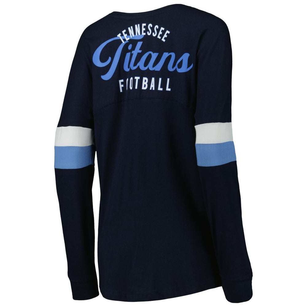 Tennessee Titans New Era Women's Athletic Varsity Lace-Up Lightweight Long Sleeve T-Shirt - Navy T-shirts