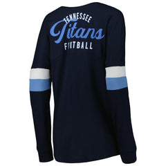 Tennessee Titans New Era Women's Athletic Varsity Lace-Up Lightweight Long Sleeve T-Shirt - Navy T-shirts