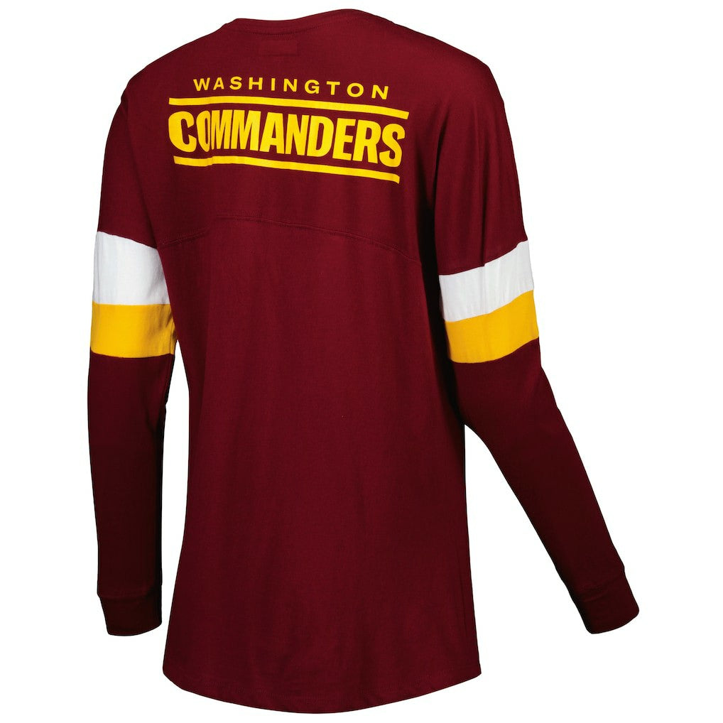 Washington Commanders New Era Women's Athletic Varsity Lace-Up Lightweight Long Sleeve T-Shirt - Burgundy T-shirts