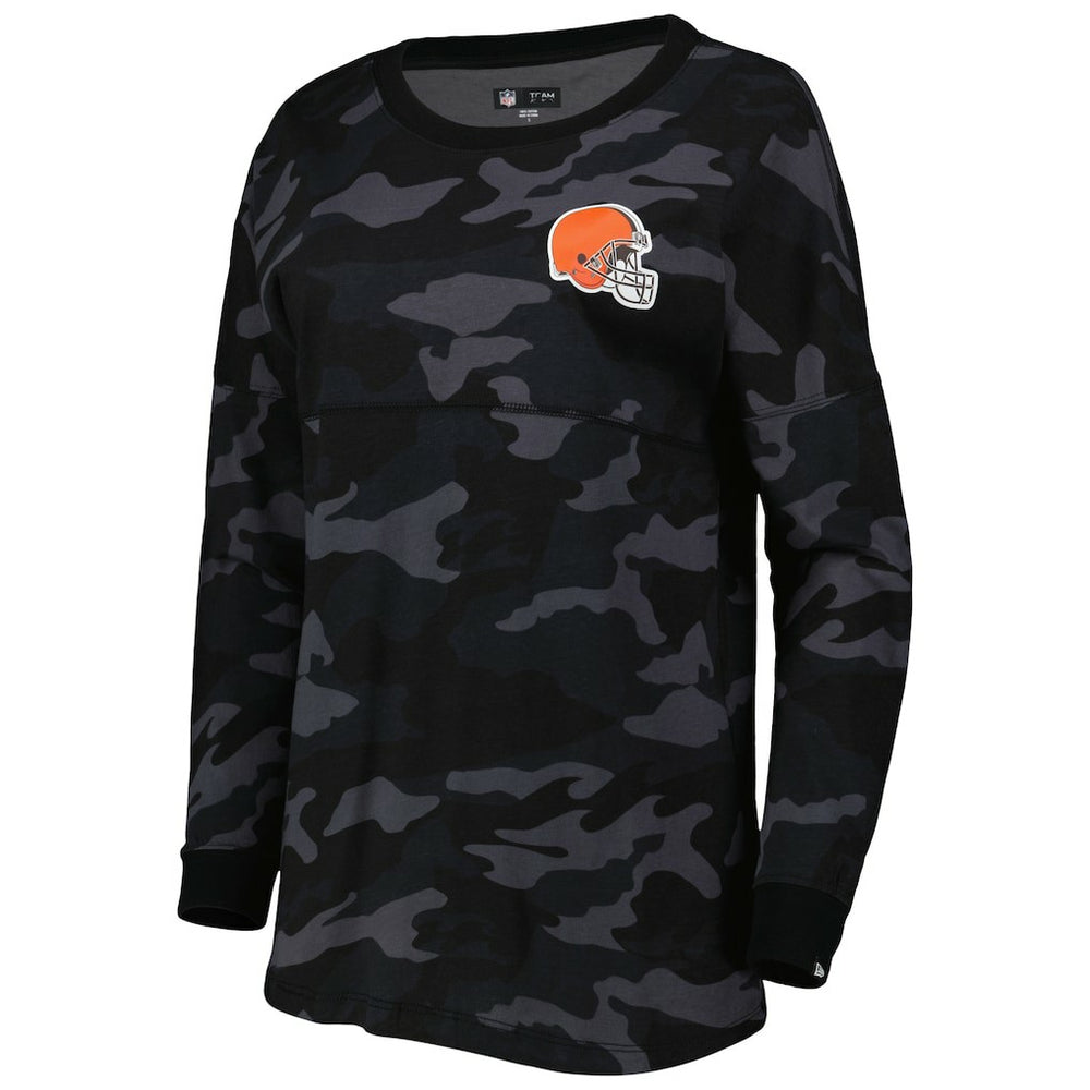 Cleveland Browns New Era Women's Camo Long Sleeve T-Shirt - Black T-shirts