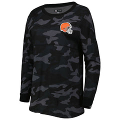 Cleveland Browns New Era Women's Camo Long Sleeve T-Shirt - Black T-shirts