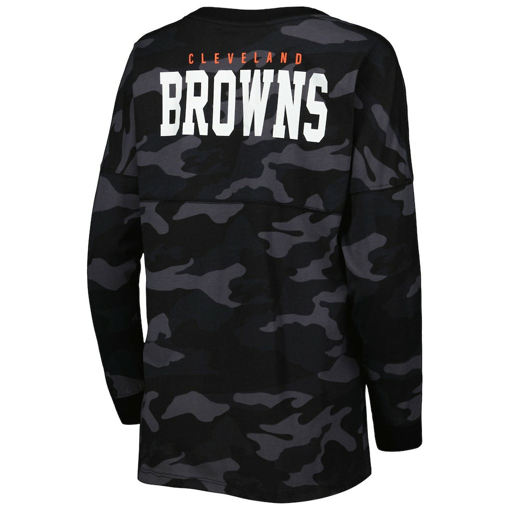 Cleveland Browns New Era Women's Camo Long Sleeve T-Shirt - Black T-shirts