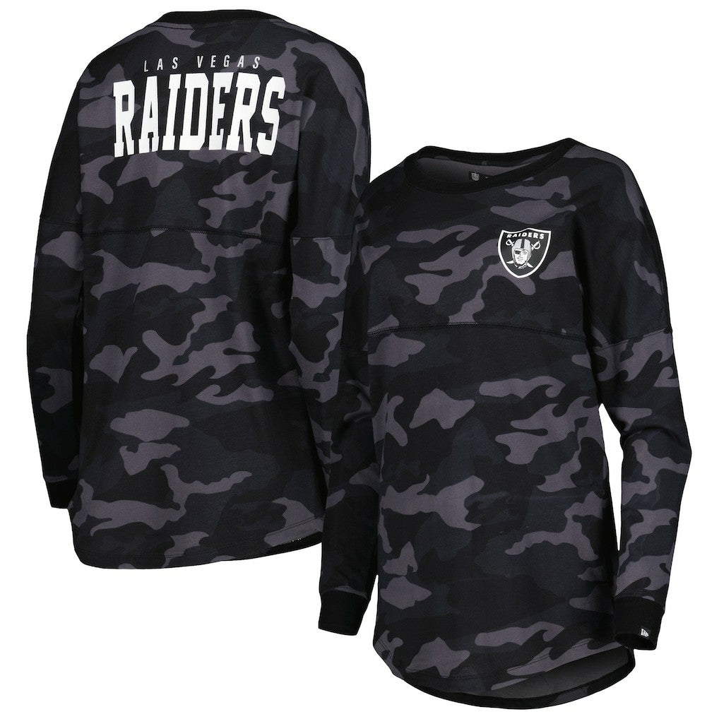 Las Vegas Raiders New Era Women's Camo Long Sleeve T-Shirt - Black T-shirts