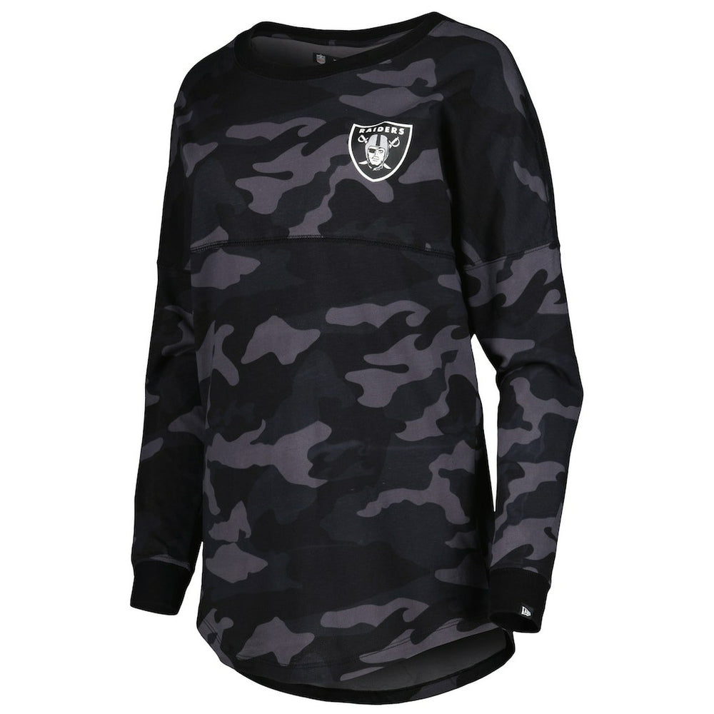 Las Vegas Raiders New Era Women's Camo Long Sleeve T-Shirt - Black T-shirts