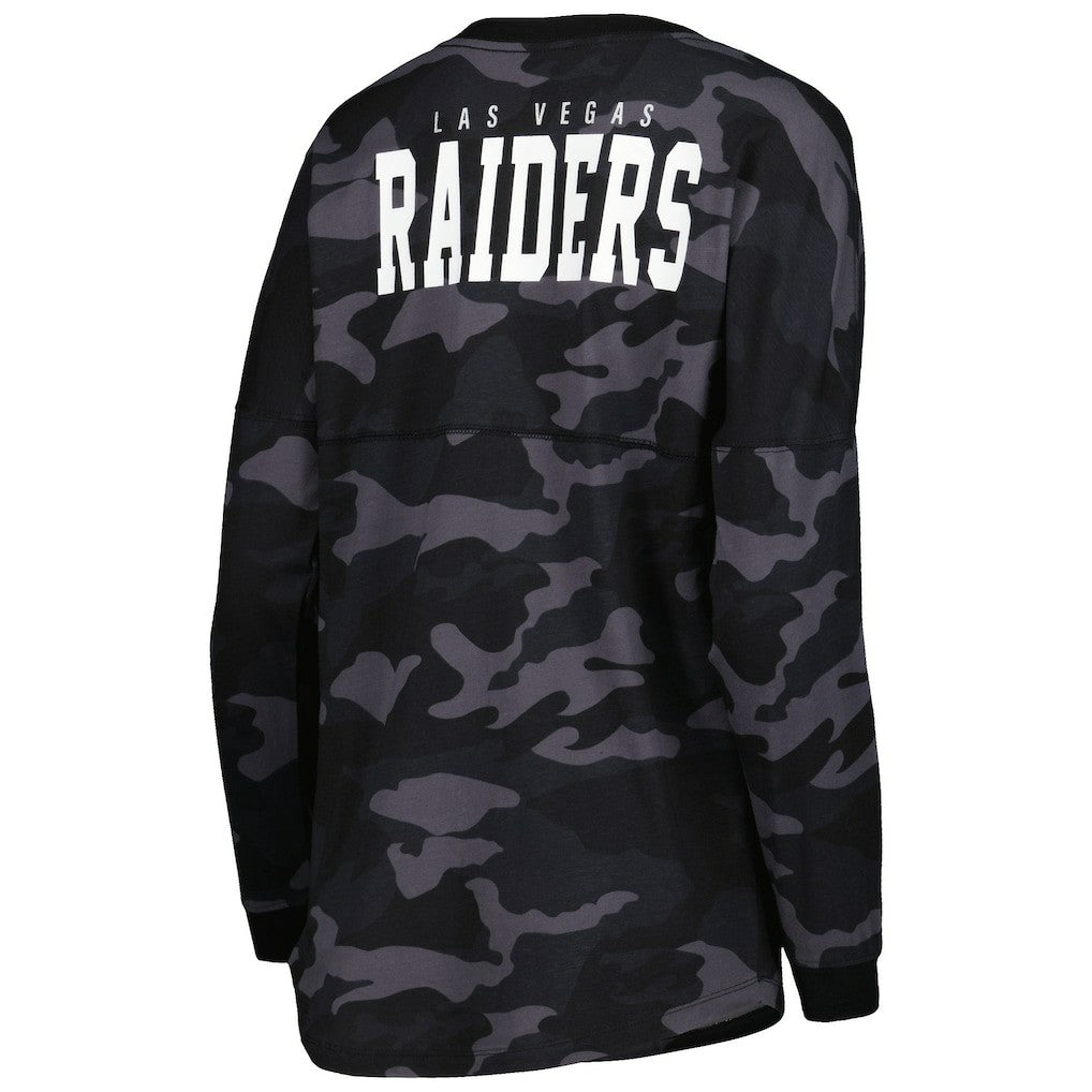 Las Vegas Raiders New Era Women's Camo Long Sleeve T-Shirt - Black T-shirts