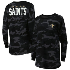 New Orleans Saints New Era Women's Camo Long Sleeve T-Shirt - Black T-shirts