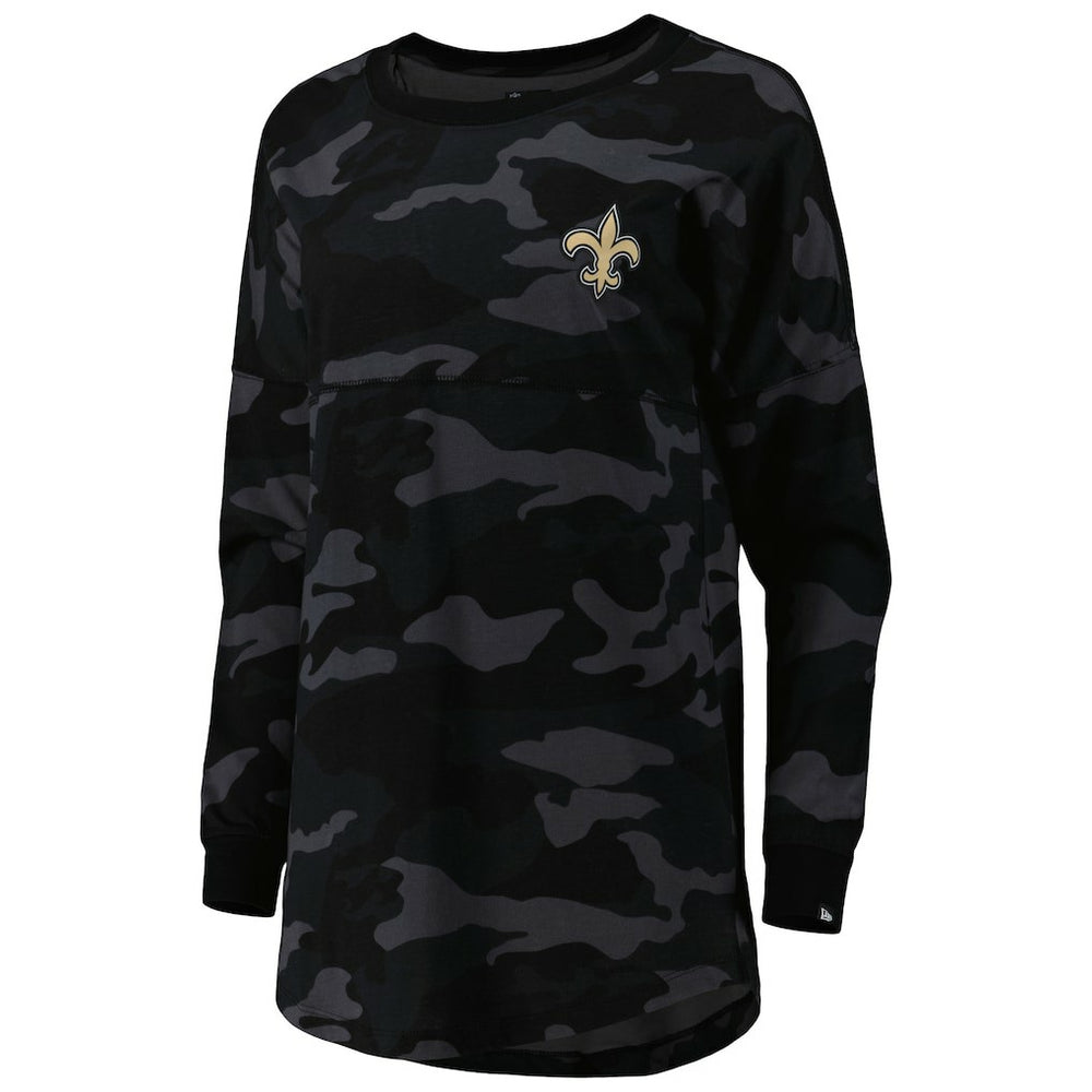 New Orleans Saints New Era Women's Camo Long Sleeve T-Shirt - Black T-shirts