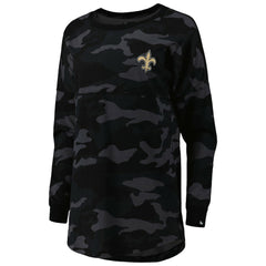 New Orleans Saints New Era Women's Camo Long Sleeve T-Shirt - Black T-shirts