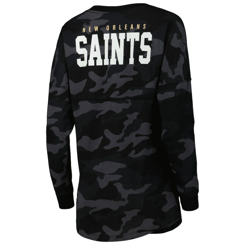 New Orleans Saints New Era Women's Camo Long Sleeve T-Shirt - Black T-shirts