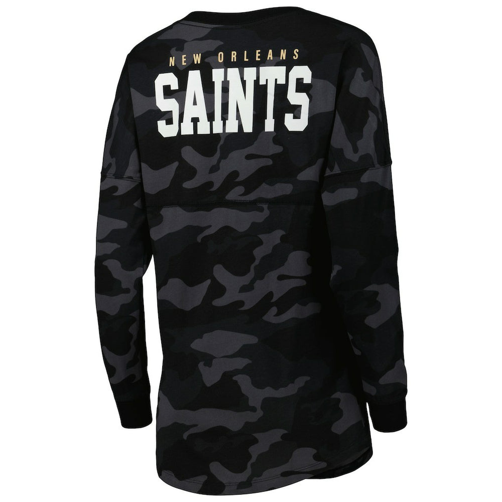 New Orleans Saints New Era Women's Camo Long Sleeve T-Shirt - Black T-shirts