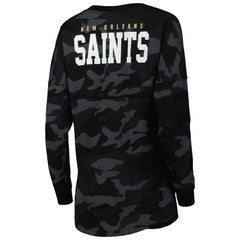 New Orleans Saints New Era Women's Camo Long Sleeve T-Shirt - Black T-shirts