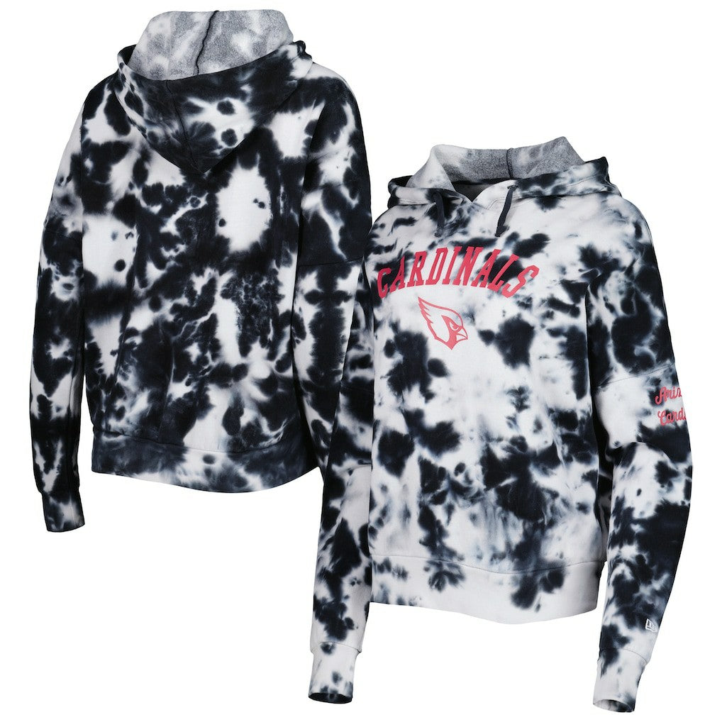 Arizona Cardinals New Era Women's Cloud Dye Fleece Pullover Hoodie - Black Hoodies