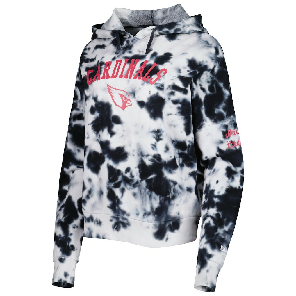 Arizona Cardinals New Era Women's Cloud Dye Fleece Pullover Hoodie - Black Hoodies