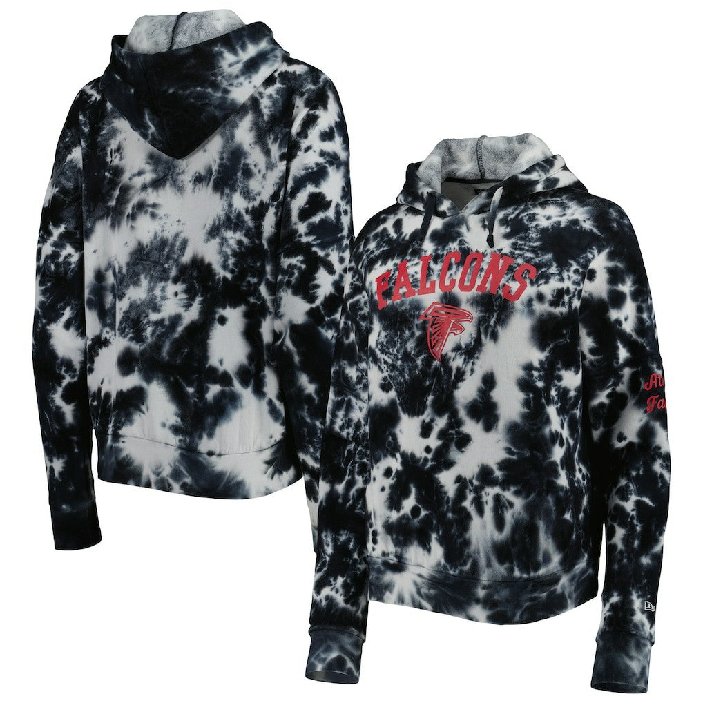 Atlanta Falcons New Era Women's Cloud Dye Fleece Pullover Hoodie - Black Hoodies
