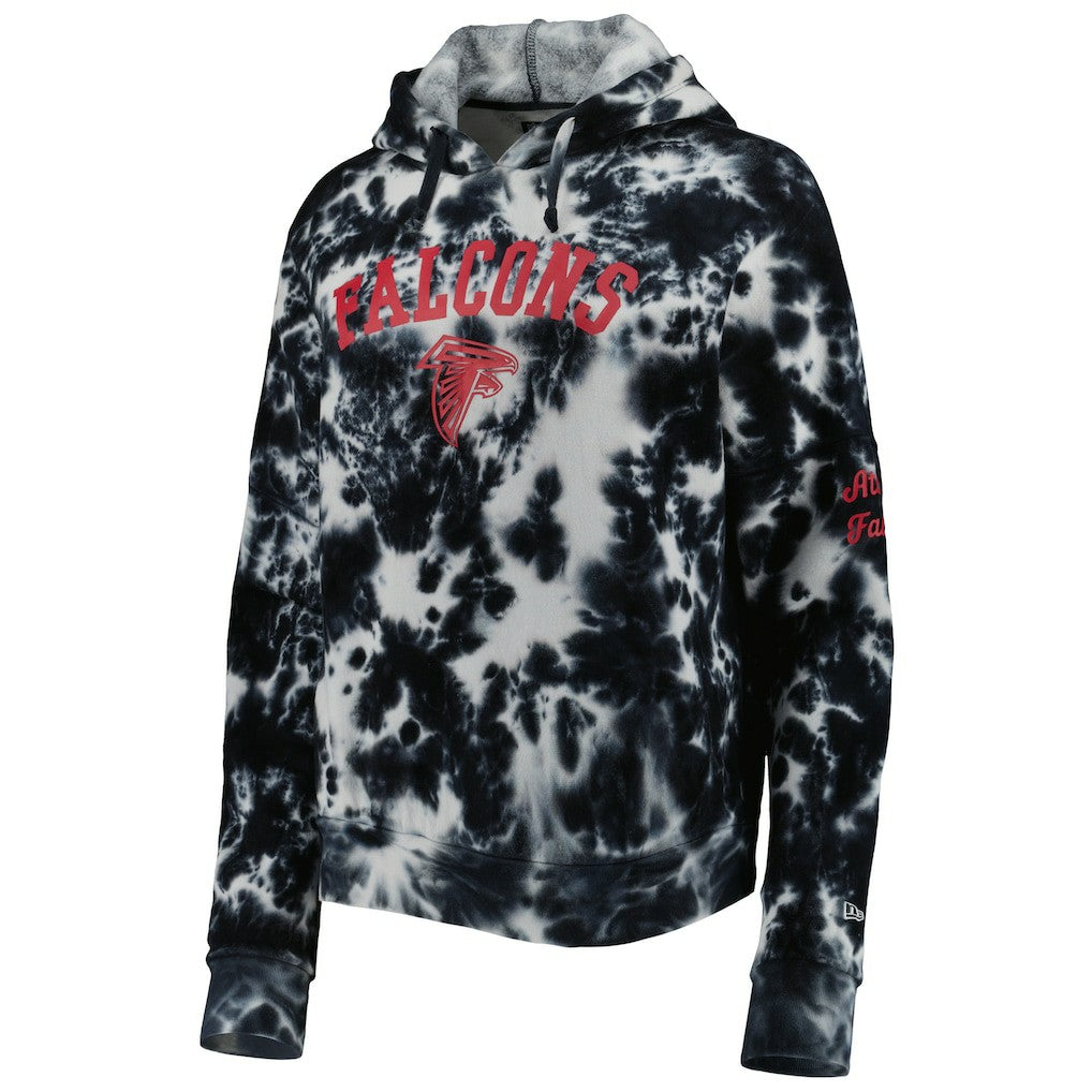 Atlanta Falcons New Era Women's Cloud Dye Fleece Pullover Hoodie - Black Hoodies