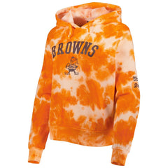 Cleveland Browns New Era Women's Cloud Dye Fleece Pullover Hoodie - Orange Hoodies