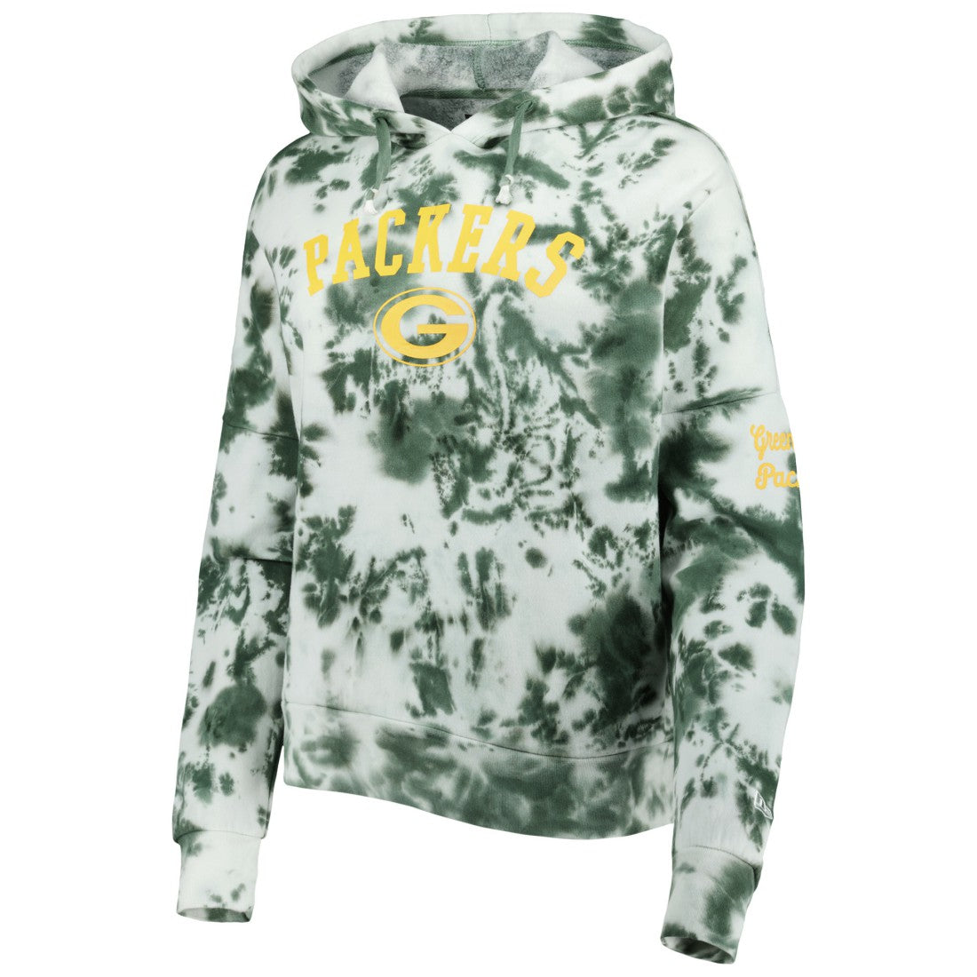 Green Bay Packers New Era Women's Cloud Dye Fleece Pullover Hoodie - Green Hoodies