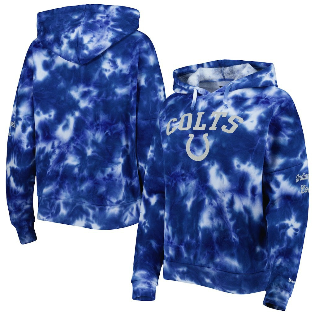 Indianapolis Colts New Era Women's Cloud Dye Fleece Pullover Hoodie - Royal Hoodies