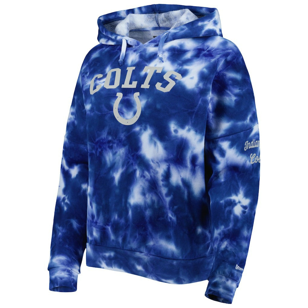 Indianapolis Colts New Era Women's Cloud Dye Fleece Pullover Hoodie - Royal Hoodies