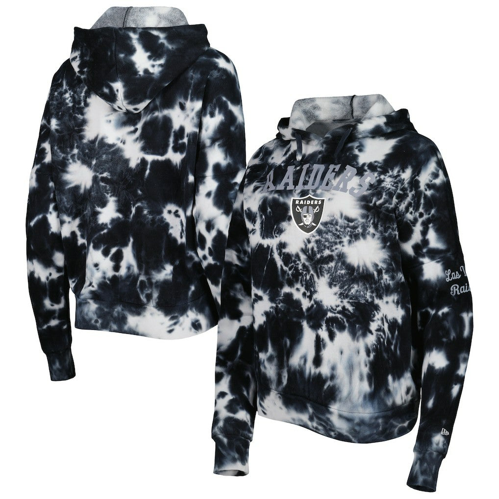 Las Vegas Raiders New Era Women's Cloud Dye Fleece Pullover Hoodie - Black Hoodies