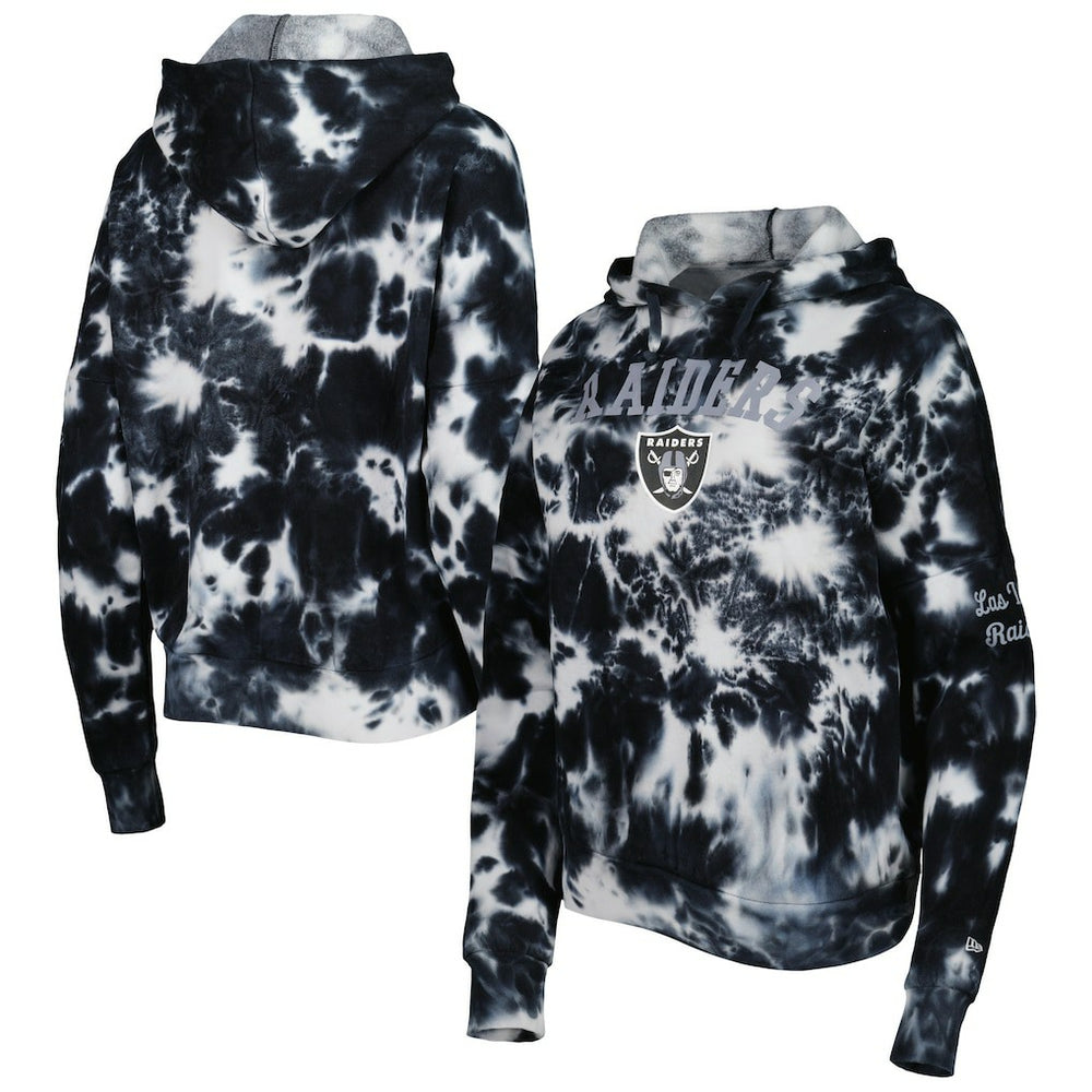 Las Vegas Raiders New Era Women's Cloud Dye Fleece Pullover Hoodie - Black Hoodies