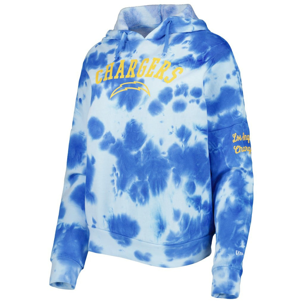 Los Angeles Chargers New Era Women's Cloud Dye Fleece Pullover Hoodie - Powder Blue Hoodies